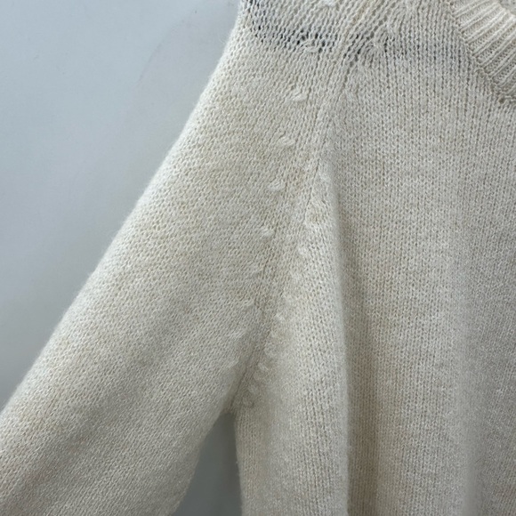 MNG L Knit cream long sleeve crew neck cozy woman gorpcore transitional sweater - Picture 4 of 8